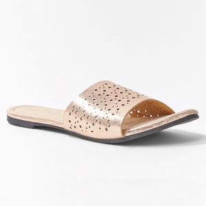 New Women's Geo Cut Out Sandals Rose Gold